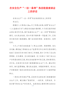 在安全生产“一法一条例”执法检查座谈会上的讲话