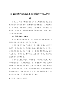 xx公司国有企业改革深化提升行动工作总结(资料)