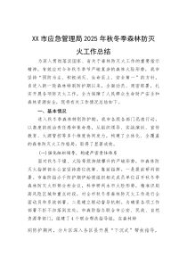 XX市应急管理局2025年秋冬季森林防灭火工作总结(资料)