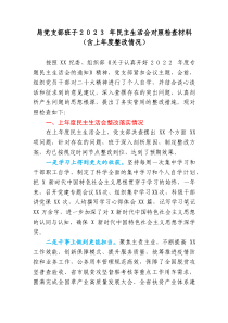 局党支部班子20XX年民主生活会对照检查材料含上年度整改落实情况
