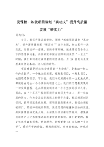 党课稿：练就项目谋划“真功夫”提升高质量发展“硬实力”(资料)