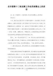 在市委第十二轮巡察工作动员部署会上的讲话