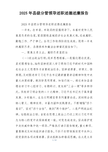 2025年县级分管领导述职述德述廉报告