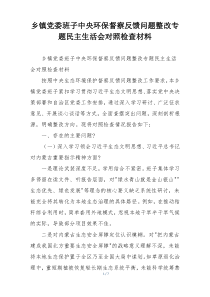 乡镇党委班子中央环保督察反馈问题整改专题民主生活会对照检查材料