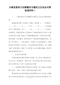 乡镇党委班子巡察整改专题民主生活会对照检查材料1