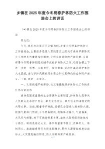 乡镇在2025年度今冬明春护林防火工作推进会上的讲话