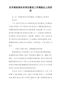 在市高标准农田项目建设工作调度会上的讲话