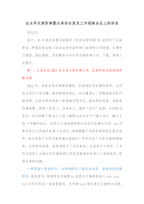 在水旱灾害防御暨水库安全度汛工作视频会议上的讲话