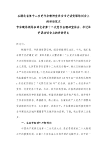 在湖北省第十二次党代会精神宣讲会书记讲党课培训会上的讲话范文