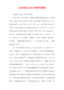 公安局长2025年新年致辞