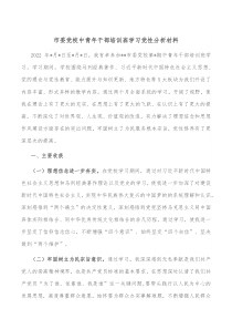 市委党校中青年干部培训班学习党性分析材料
