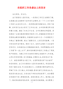 在组织工作务虚会上的发言