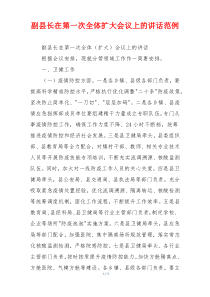 副县长在第一次全体扩大会议上的讲话范例