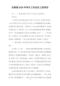 在街道2025年审计工作会议上的讲话
