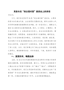 某县长在“政企面对面”座谈会上的讲话(资料)