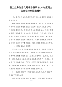 县工业和信息化局领导班子2025年度民主生活会对照检查材料