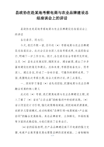 县政协在赴某地考察电商与农业品牌建设总结座谈会上的讲话