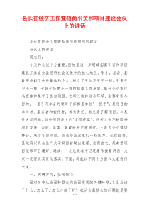 县长在经济工作暨招商引资和项目建设会议上的讲话