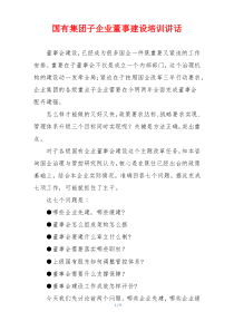 国有集团子企业董事建设培训讲话