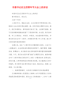 市委书记在五四青年节大会上的讲话