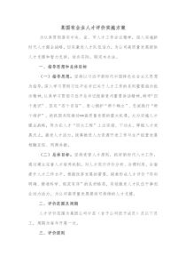某国有企业人才评价实施方案