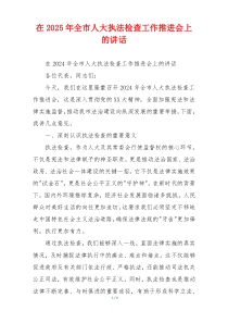 在2025年全市人大执法检查工作推进会上的讲话