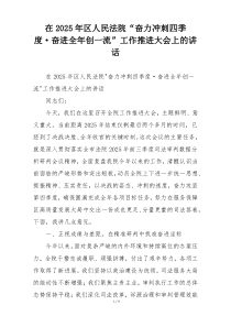 在2025年区人民法院“奋力冲刺四季度·奋进全年创一流”工作推进大会上的讲话
