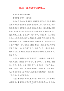 挂职干部座谈会讲话稿二