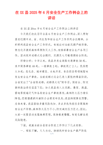 在XX县2025年6月安全生产工作例会上的讲话