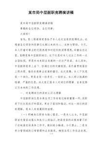 某市局中层副职竞聘演讲稿