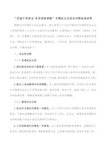 忠诚干净担当务实进取奉献专题民主生活会对照检查材料