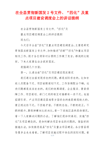 在全县贯彻新国发2号文件、“四化”及重点项目建设调度会上的讲话提纲