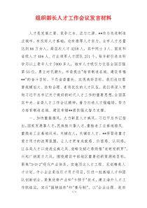 组织部长人才工作会议发言材料