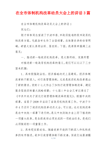 在全市体制机构改革动员大会上的讲话3篇