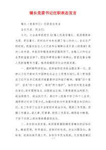 镇长党委书记任职表态发言