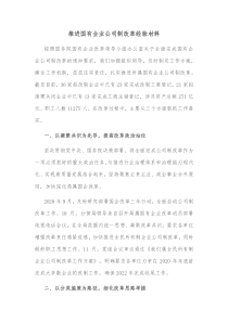 推进国有企业公司制改革经验材料