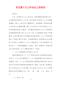 在区委人大工作会议上的讲话