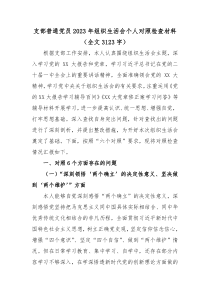 支部普通党员20XX年组织生活会个人对照检查材料全文3123字