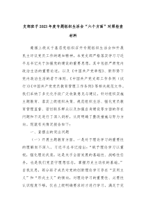 支部班子20XX年度专题组织生活会六个方面对照检查材料