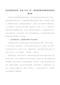 政治巡察经验材料坚持四位一体推进高质量巡察精准护航高质量发展