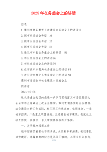 2025年在务虚会上的讲话