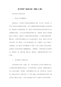 10篇党员领导下基层总结