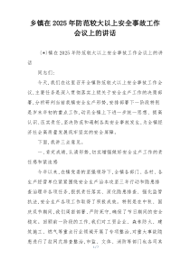 乡镇在2025年防范较大以上安全事故工作会议上的讲话