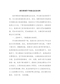 新任职领导干部表态发言材料