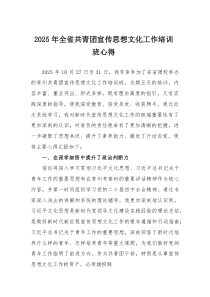 (整理)2025年全省共青团宣传思想文化工作培训班心得