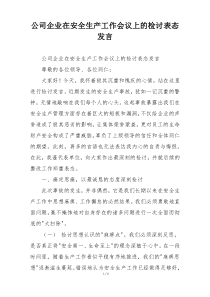 公司企业在安全生产工作会议上的检讨表态发言