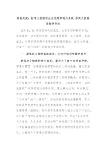 经验交流打造大型国有企业党建穿透力系统夯实大抓基层鲜明导向