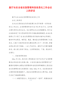 副厅长在全省应急管理科技信息化工作会议上的讲话