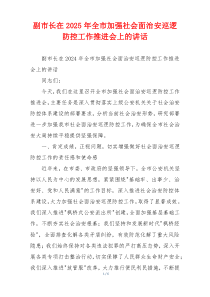 副市长在2025年全市加强社会面治安巡逻防控工作推进会上的讲话