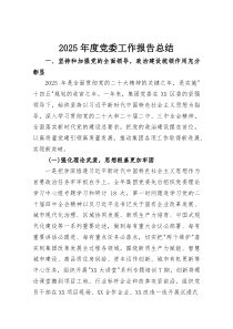 (整理)2025年度党委工作报告总结